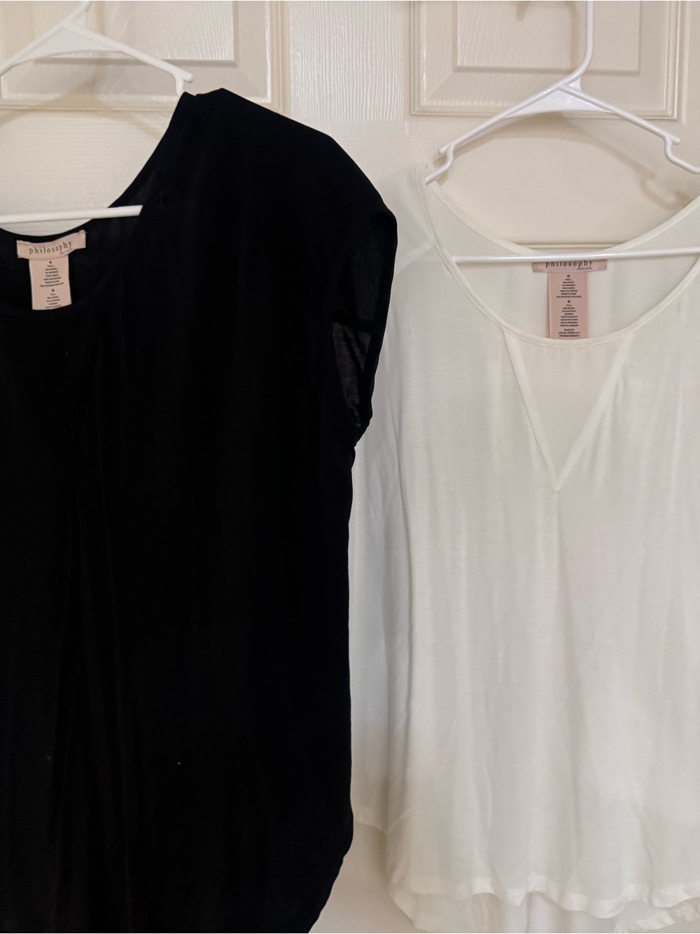 Lot of 2 philosophy Sleeveless Black & White Layered Scoop Neck Tops